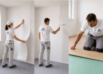Tapezieren, Anstrich und Laminat