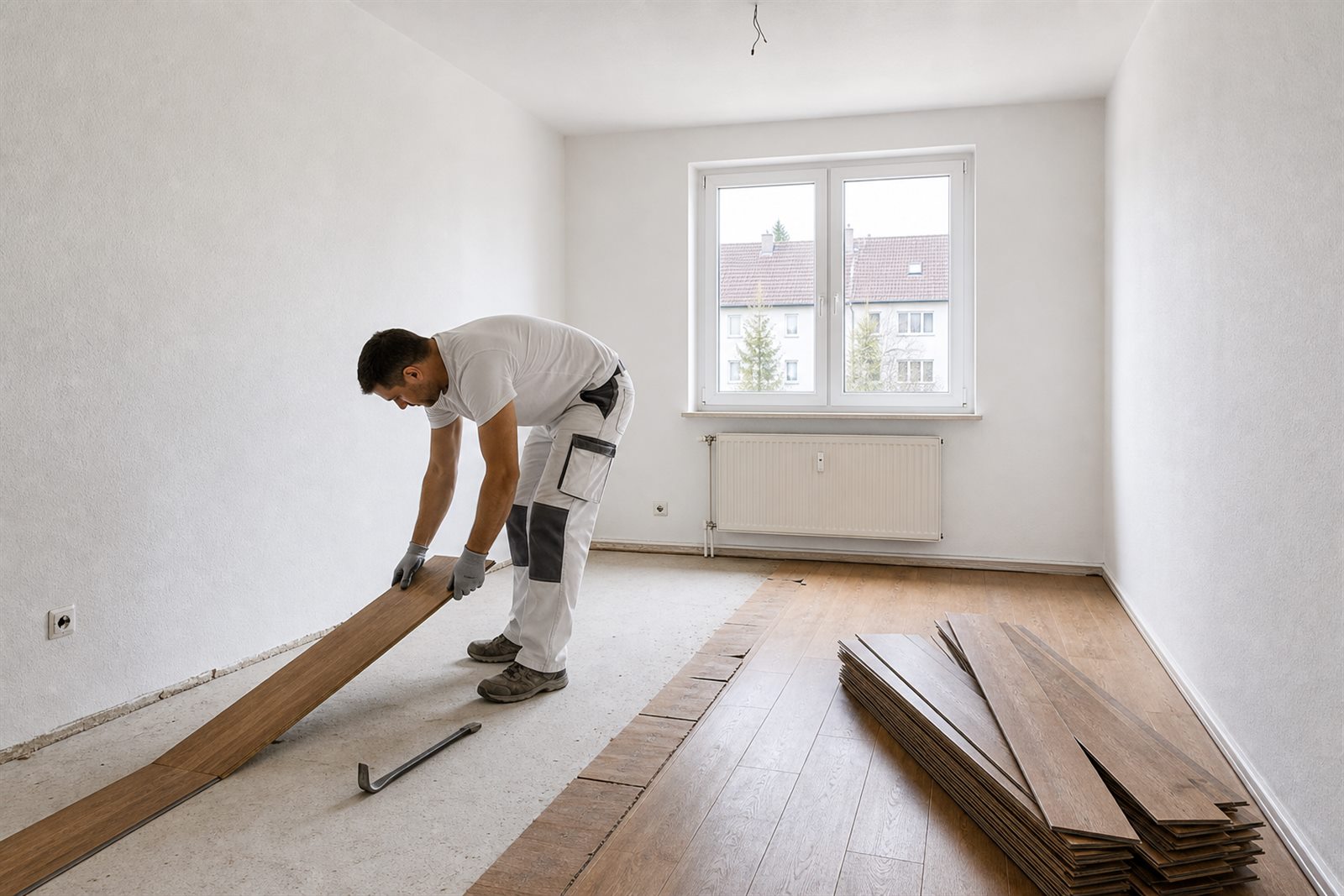 Alter Bodenbelag wird entfernt
