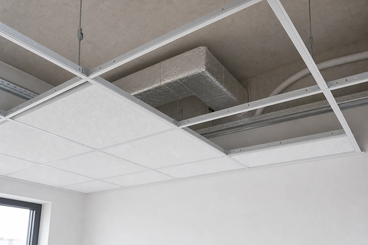 Unterkonstruktion einer Büro-Rasterdecke